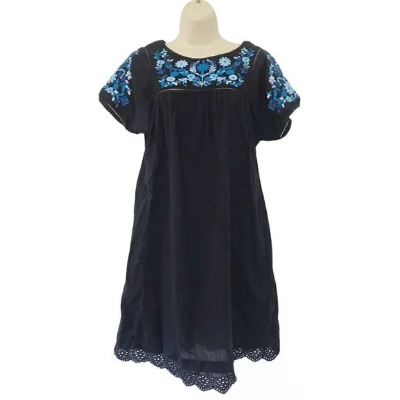 Rebecca Taylor Black Folk Garden Embroidered Dress Rebecca Taylor Black Folk Garden Embroidered Dress